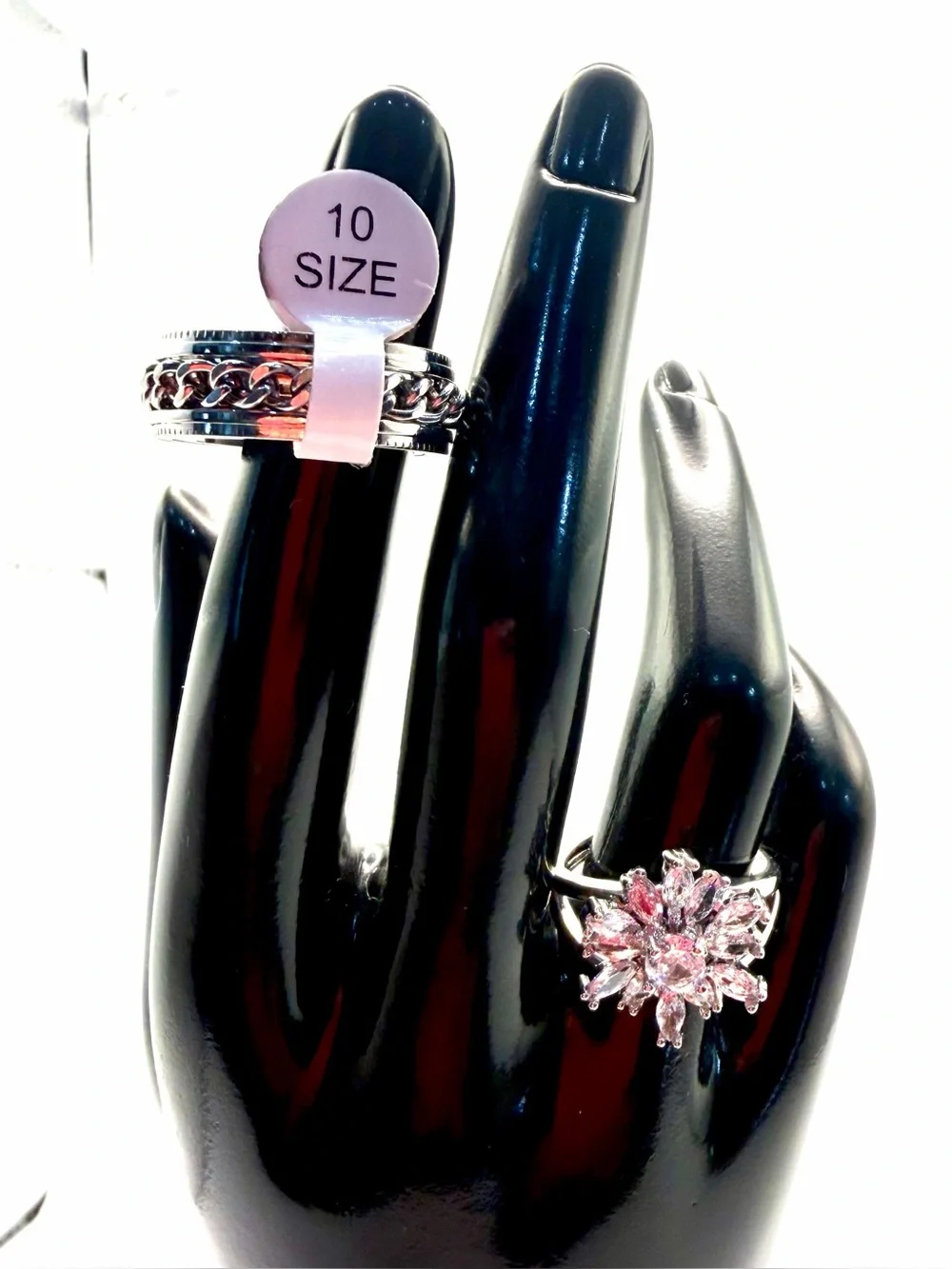Silver -Tone Couple  Ring Set